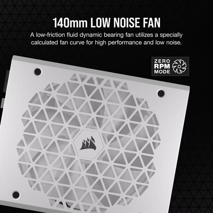 Actual product image Corsair RMx Shift White Series, RM1200x Shift White, 1200 Watt, 80 PLUS GOLD Certified, Fully Modular Power (1200 W)