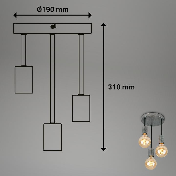 Produktbild Briloner Deckenleuchte, antik-silber/schwarz, 3xE27/max.60W (E27)