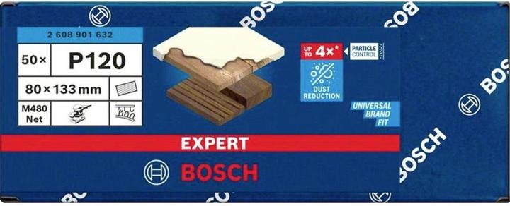 Actual product image Bosch Professional Zubehör Accessories 2608901632 Sanding net for orbital sander grit 120 (L x W) 133mm x 80mm 50pcs. (120)