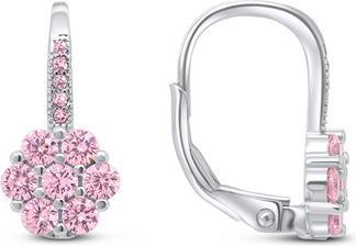 Produktbild Brilio Silver - Silver flower earrings with pink zircons EA15