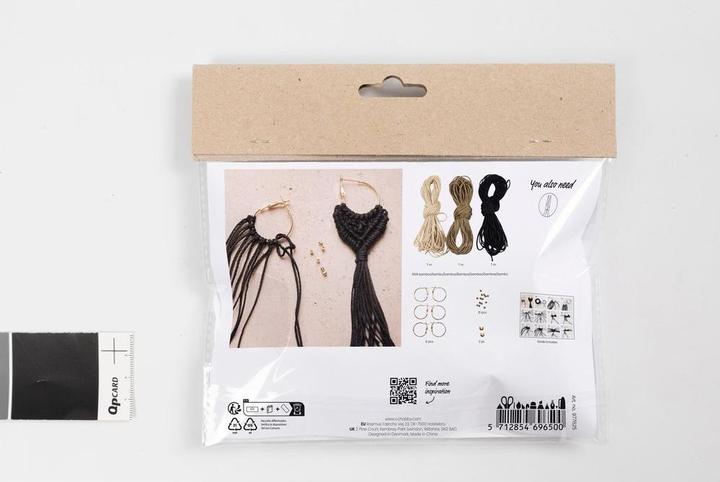 Produktbild Creativ Company Bastelset Macramé Ohrringe Schwarz/Olivbraun/Beige