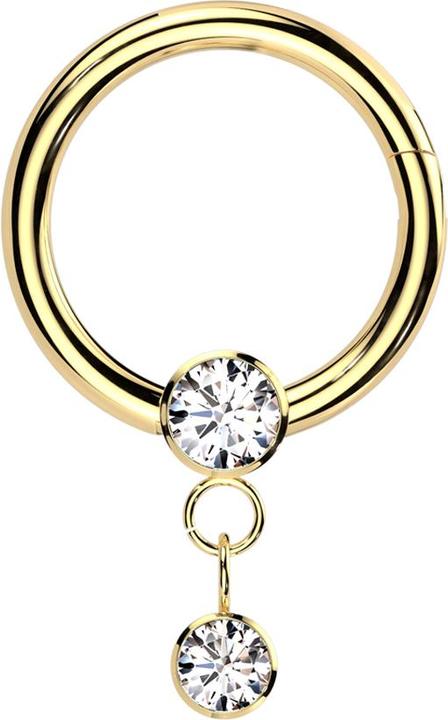 Star Piercing Micro Segmentring klappbar vergoldet Kristall silber Anhänger Kette Kristall silber (ohne Messing, Titan G23)