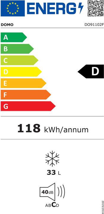 Energy Label Domo DO91102F (Stand-alone, 33 l)