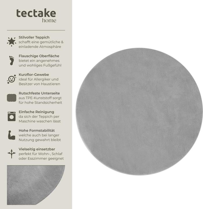 Actual product image tectake Short pile carpet Soft Zone (120 x 120 cm)