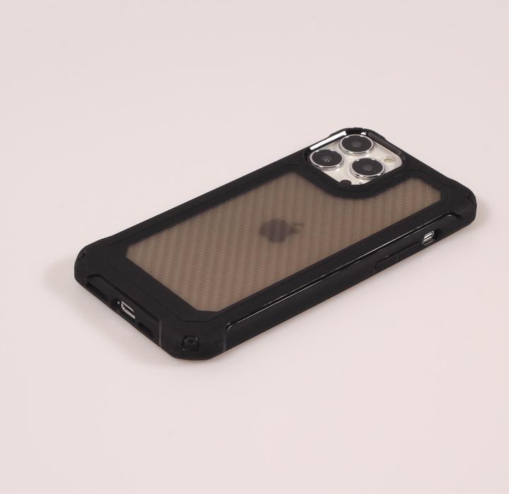 Produktbild PhoneLook Hülle Military Elite kompakt Cover mit semi-transparentem Carbon Rücken (Apple iPhone 14 Pro Max)