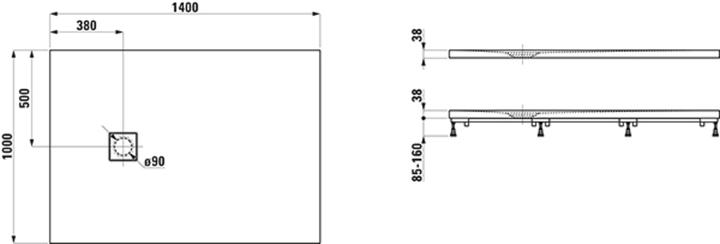 Actual product image Laufen Solutions shower tray, 1400x1000x44mm, white, H213445