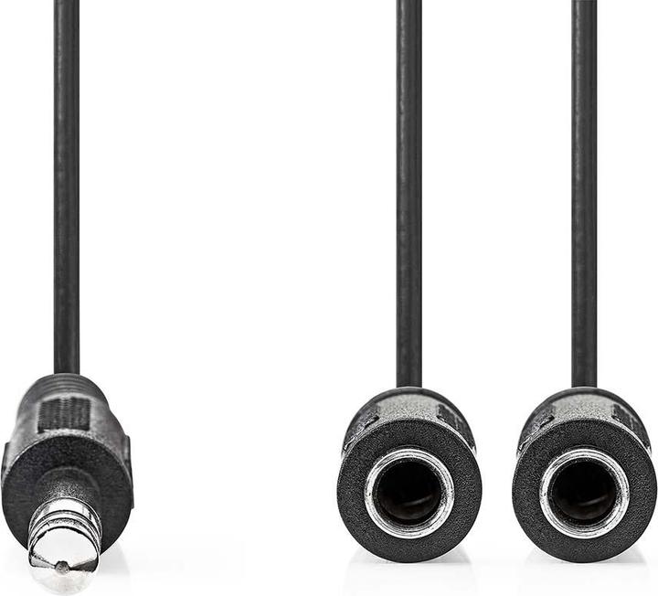 Produktbild Nedis Stereo-Audiokabel | 6.35 mm Stecker | 2x 6.35 mm Buchse | Vernickelt | 0.20 m | Rund | Schwarz (0.20 m)