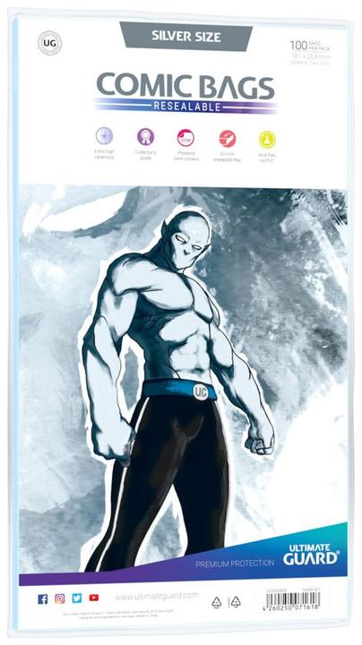 Immagine prodotto Ultimate Guard Sacchetti per fumetti richiudibili in formato argento (100)