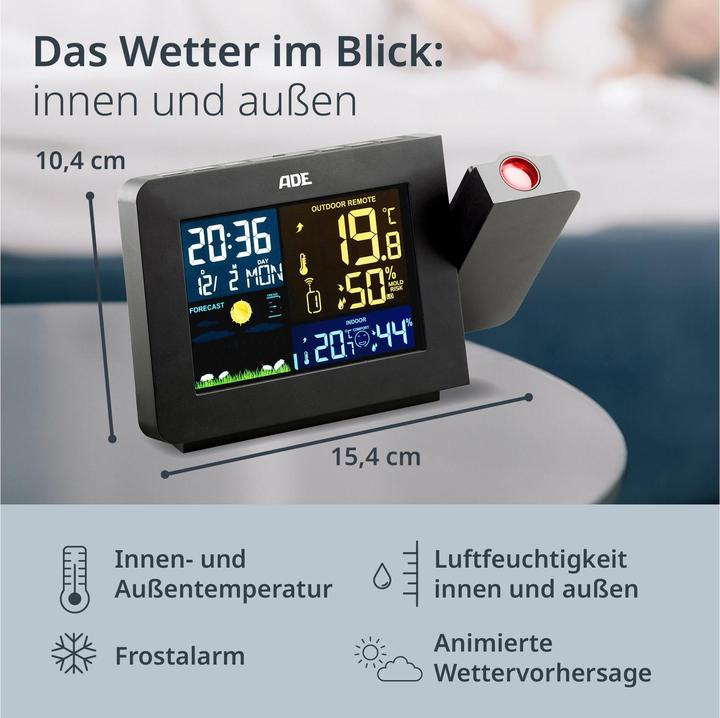 Produktbild ADE Digitale Wetterstation m. Projektion schwarz