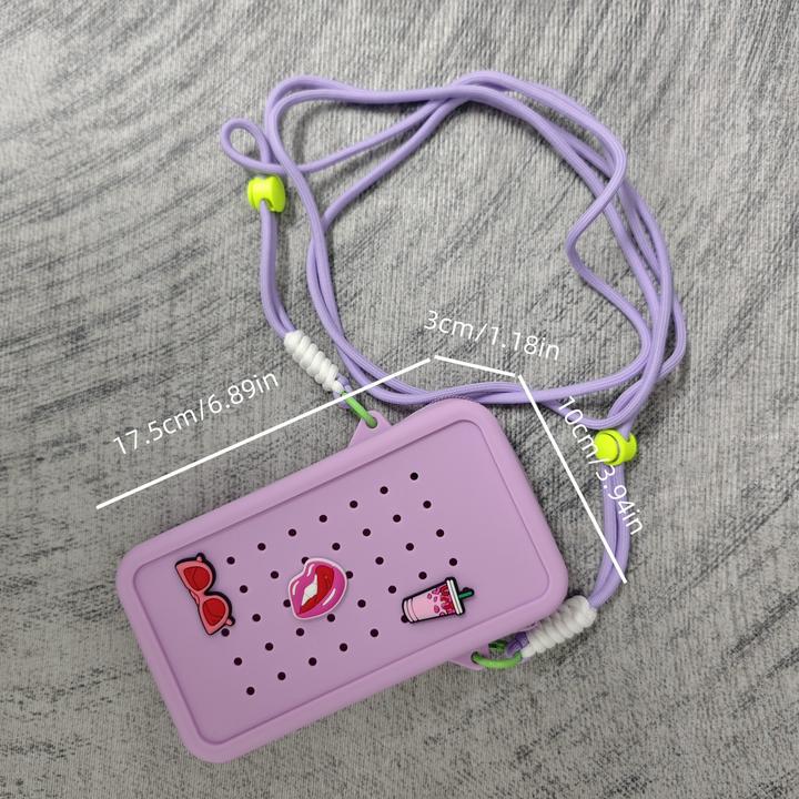Actual product image Only-Bags.Store Chic silicone biscuit-shaped crossbody mobile phone bag with detachable strap - lightweight, zip