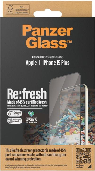 Immagine prodotto PanzerGlass Pellicola protettiva Ultra-Wide Fit w. EasyAligner (1 Pezzo/i, Apple iPhone 15 Plus)