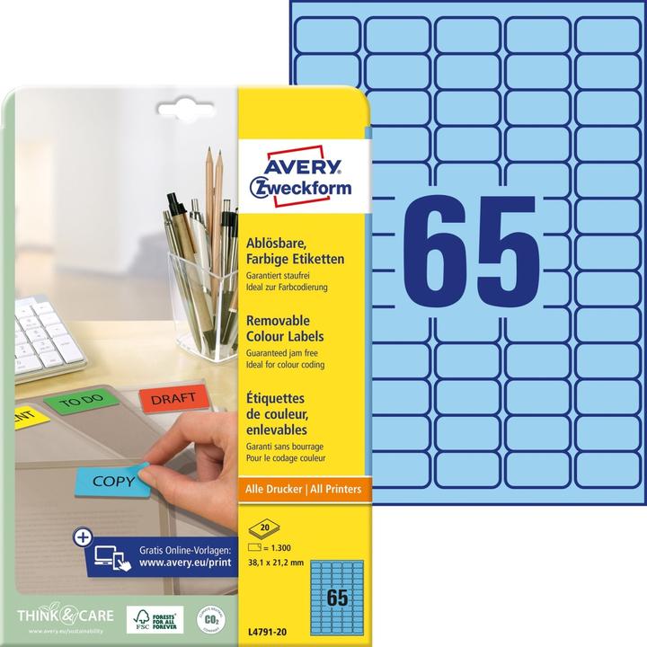 Produktbild Avery Etiketten ablösbarer Klebstoff