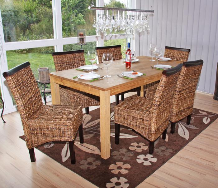 Immagine prodotto Mendler 6x Sedia da pranzo Sedia in vimini M45 Sedia Banana Wicker - scura, senza cuscini