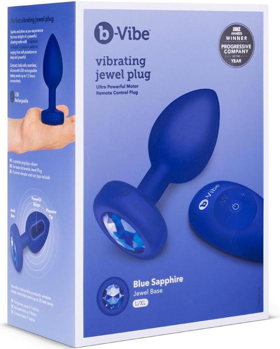 Actual product image B-Vibe Vibrating Jewel Plug L/XL Navy