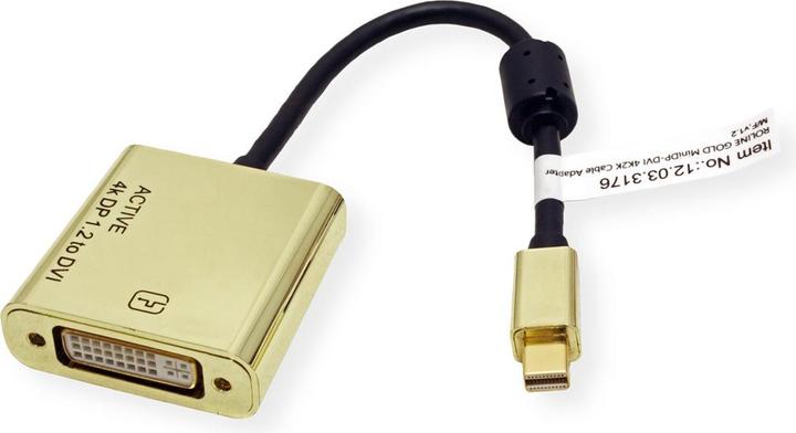 Produktbild Roline GOLD 4K Mini DisplayPort-DVI Adapter, Aktiv, v1.2, Mini DP ST (DVI, 10 cm)