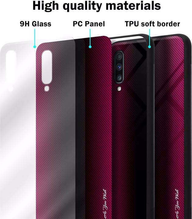 Actual product image Cadorabo TPU Striped Glass Cover (Samsung Galaxy A70S, Samsung Galaxy A70)