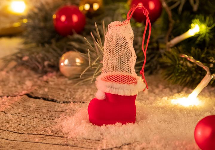 Actual product image Idena Santa boot red flocked 3,2x5,7x5cm