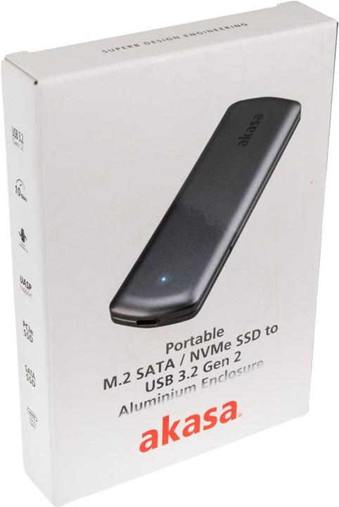 Image du produit Akasa Portable M.2 SATA/NVMe SSD vers USB-C 3.2 Gen 2 (M.2 2280, M.2 2260, M.2 2242, M.2 2230)