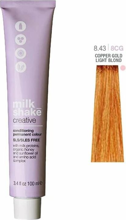 Immagine prodotto Milk_Shake Vopsea permanenta Latte Shake Creative 8.438CG, Biondo Deschis Auriu Aramiu, 100ml (8.438CG, Deschis biondo Auriu Aramiu)