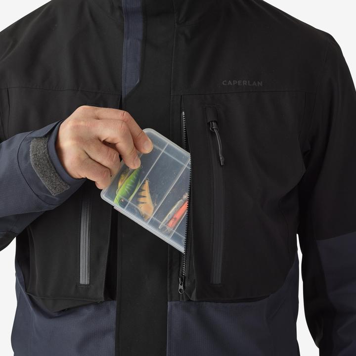Actual product image Caperlan Fishing jacket FJ 500 WPF waterproof men grey/black (L)