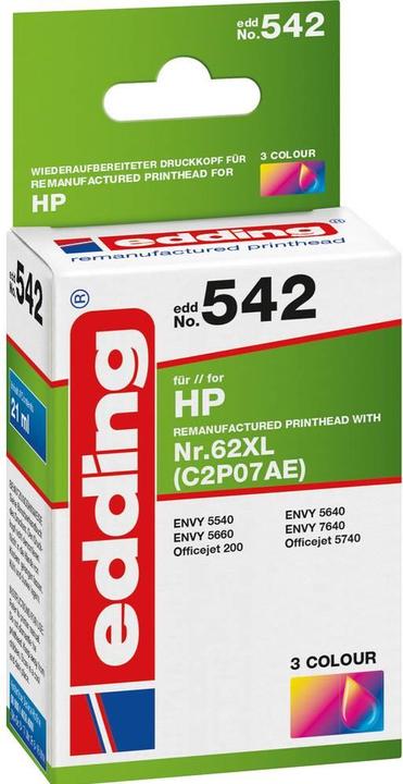 Energy Label Edding Ink cartridge Printer cartridge replaced 62XL (C2P07AE) Cyan, Magenta, Yellow (M, C, Y)