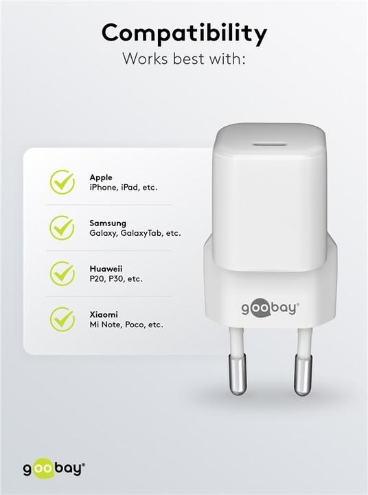 Actual product image Goobay USB C Nano Quick Charger with GaN technology (30 W)