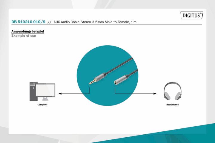 Image du produit Digitus Câble d'extension audio, jack 3,5 mm vers prise 3,5 mm (1 m)