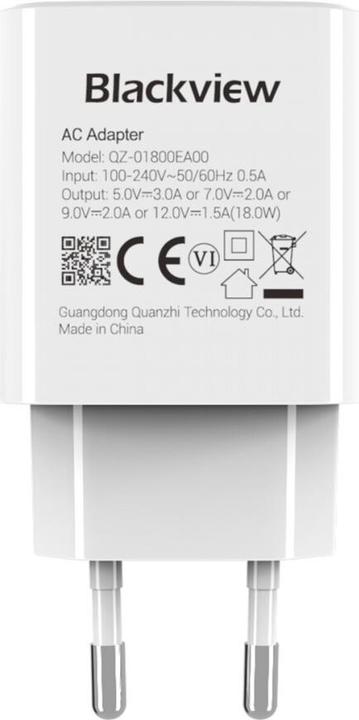 Produktbild Blackview - Adaptateur Secteur USB Type-C (Charge rapide 18W) - Blanc - Emballage Original (18 W)