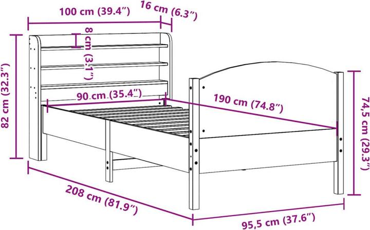 Produktbild VidaXL Bett ohne Matratze (90 x 190 cm)