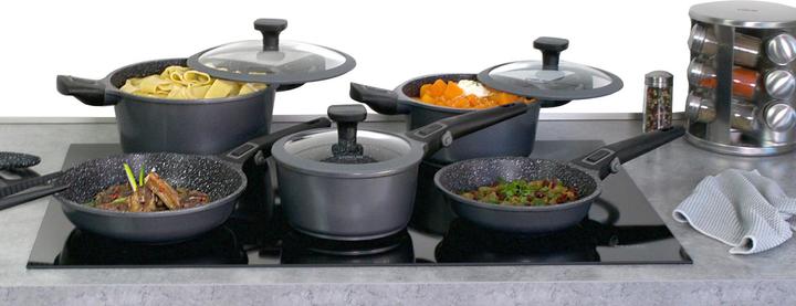 Actual product image Stoneline Imagination PLUS Kochgeschirr-Set, 8-tlg., mit abnehmbaren Griffen (Pan set + pot set, Cast iron)