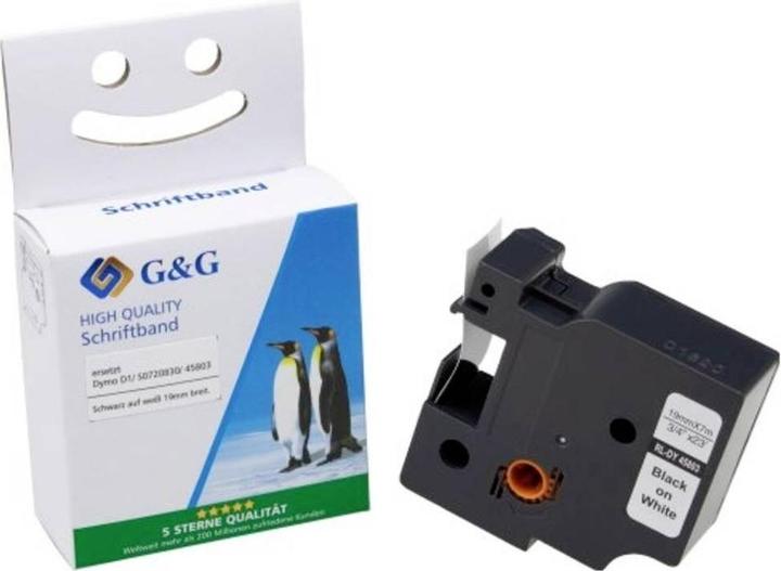 G&G Schriftband Bandfarbe: Weiss Schriftfarbe: Schwarz 19 mm 7 m (1.90 cm, Weiss)