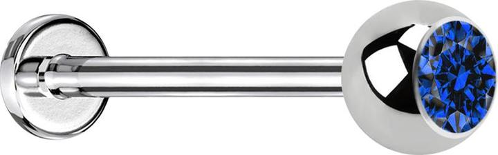 Immagine prodotto Star Piercing Micro Labret silber mit Kugel und Kristall dunkelblau (senza ottone, Acciaio chirurgico 316L)
