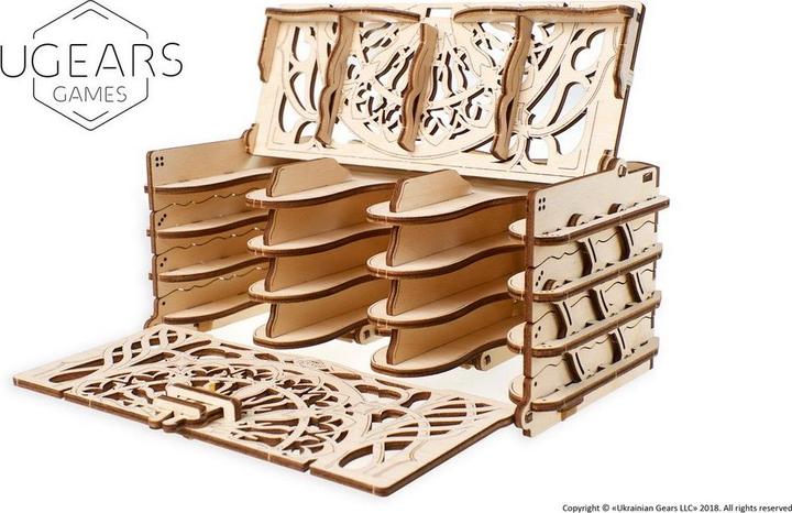 Actual product image Ugears Card holder mechanical wooden device for tabletop games