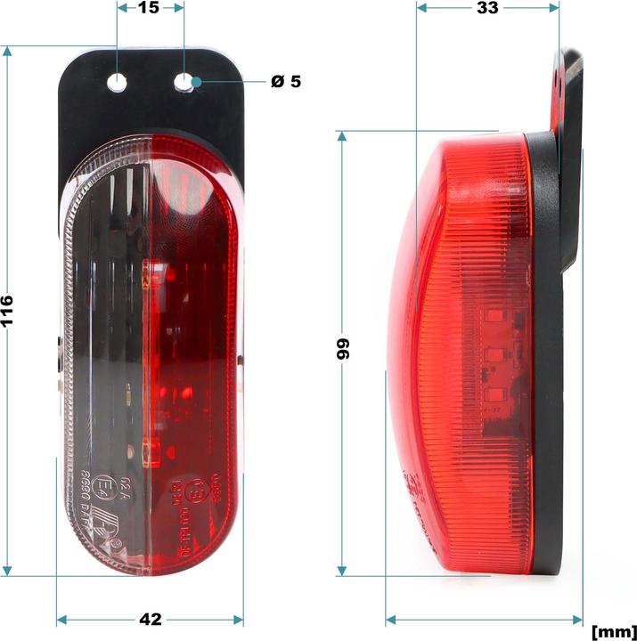 Immagine prodotto Wiltec 2x 6 LED luce di posizione per luce di ingombro per rimorchio