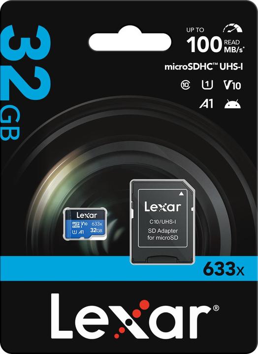 Actual product image Lexar High-Performance 633x microSDHC/microSDXC UHS-I U1 (32 GB, microSDHC, U1, UHS-I)