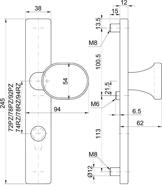 Image du produit MSL Bouton de barre anti-panique 5972 (Poignée de porte)
