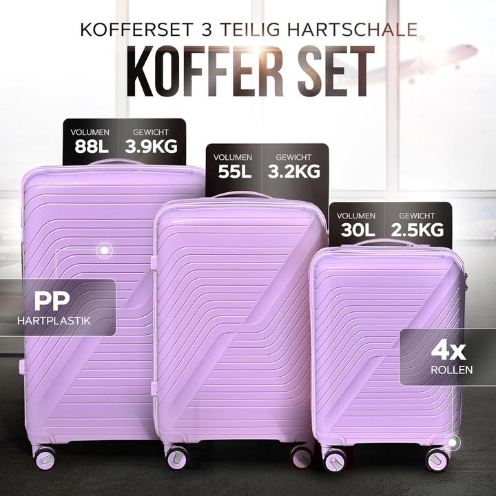 Image du produit DS-Lux Set de 3 valises de voyage (Bagage à main (jusqu'à 50l), M (50 - 90l))