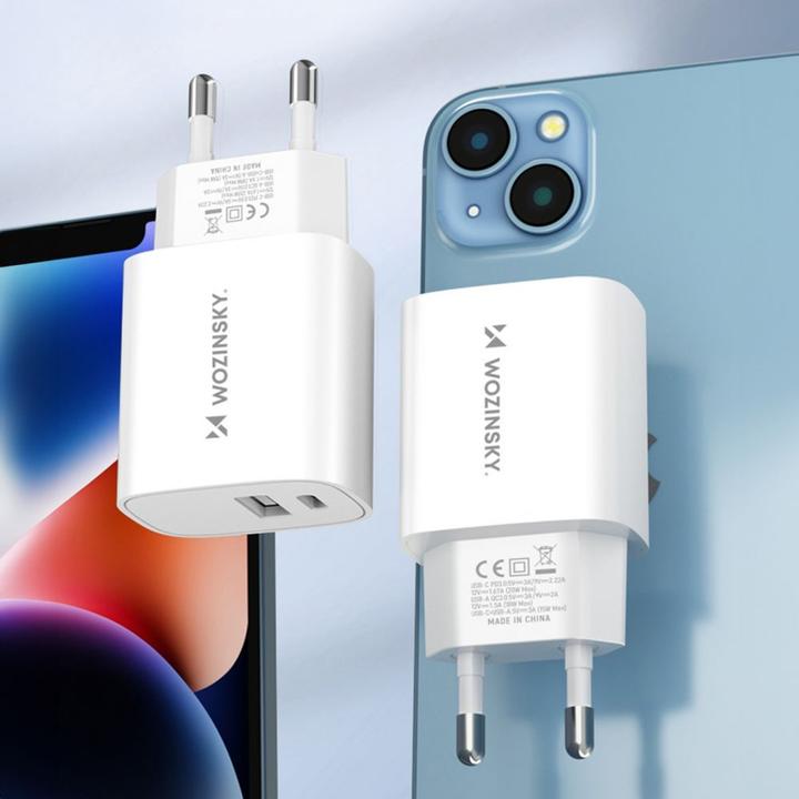 Actual product image Wozinsky WGWCW USB-A USB-C 20W wall charger - white (20 W)