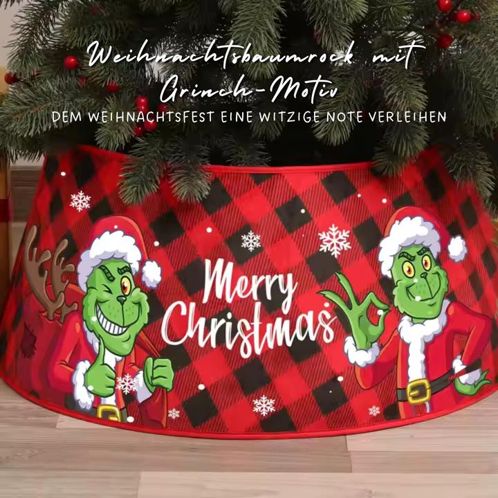 Actual product image Hermex Christmas tree skirt with Grinch motif Christmas tree stand collar Tree stand panelling (1 -part)
