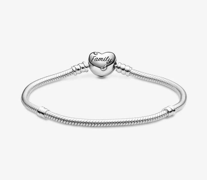 Produktbild Pandora Snake Chain Heart Clasp Armband (1.90 cm, Silber 925, Emaille)