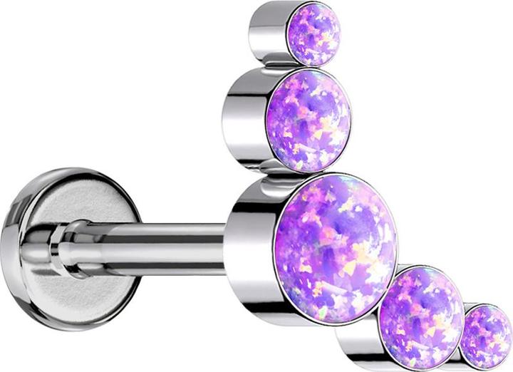 Produktbild Star Piercing Micro Labret Innengewinde silber fünf Opale violett (ohne Messing, Titan G23)