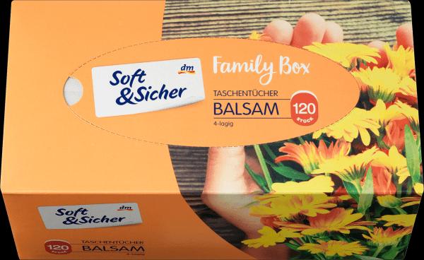 dm Soft&Sicher Taschentücher Box Balsam 4-lagig