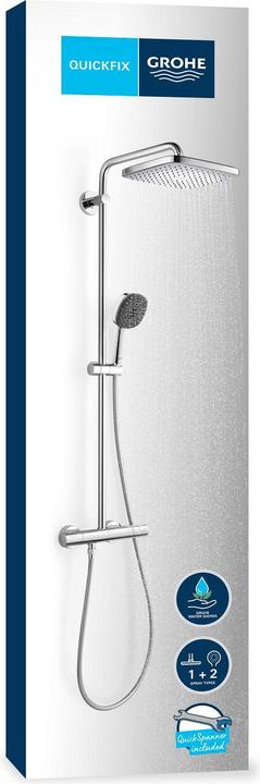 Actual product image Grohe Vitalio Comfort 250 Cube shower system with thermostatic mixer and Vitalio Comfort 110 hand shower