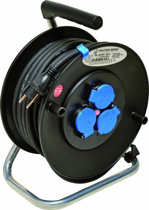 Walther Werke Cable drum 16A 2P+E 230V 25m H07RN-F3G2,5 39100302250303 (25 m, 2.50 mm²)