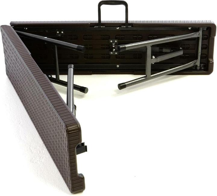 Actual product image VCM Gartengarnitur 1 Tisch 2 Bänke klappbar Rattanoptik Bierzeltgarnitur 180cm braun (25 cm)