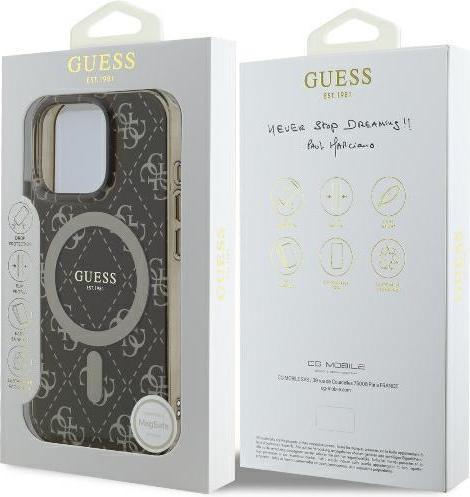 Actual product image Guess GUHMP16LH4DTEW iPhone 16 Pro 6.3" brązowy/brown hardcase IML 4G Background MagSafe (Apple iPhone 16 Pro)