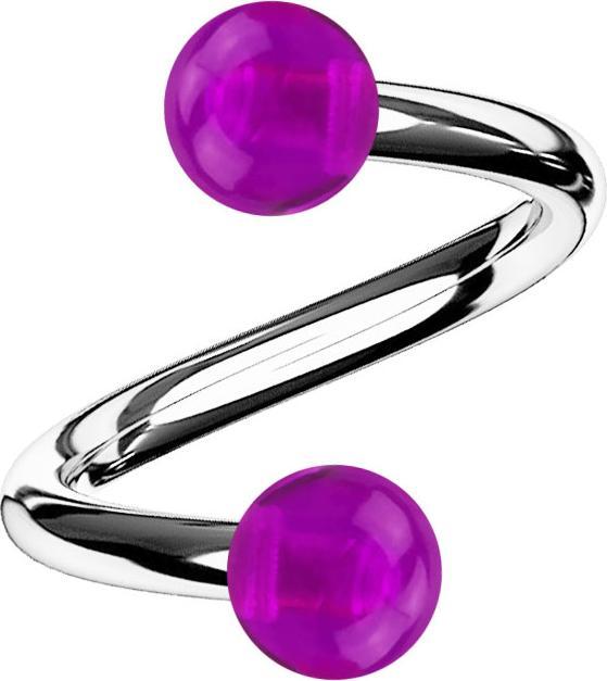 Produktbild Star Piercing Micro Spirale silber mit zwei Kugeln violett transparent (Chirurgenstahl 316L, Acryl, ohne Messing)