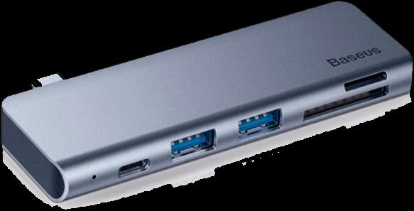 Actual product image Baseus Harmonica Five-in-one HUB Adapter Grey (USB-C, 5 Ports)