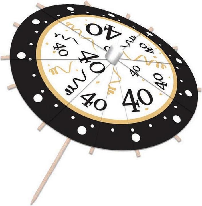 Actual product image Bristol Novelty Cocktail Umbrella 40th Birthday 12Pack Paper Wood