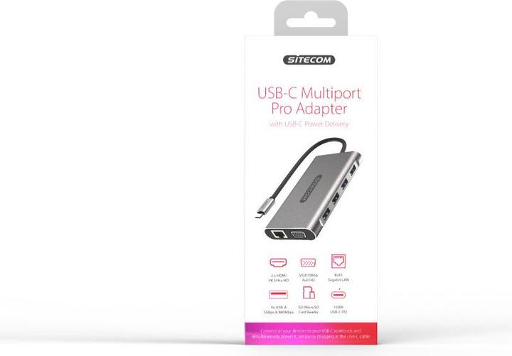Produktbild Sitecom CN 390 Docking Station (USB-C, 9 Ports)